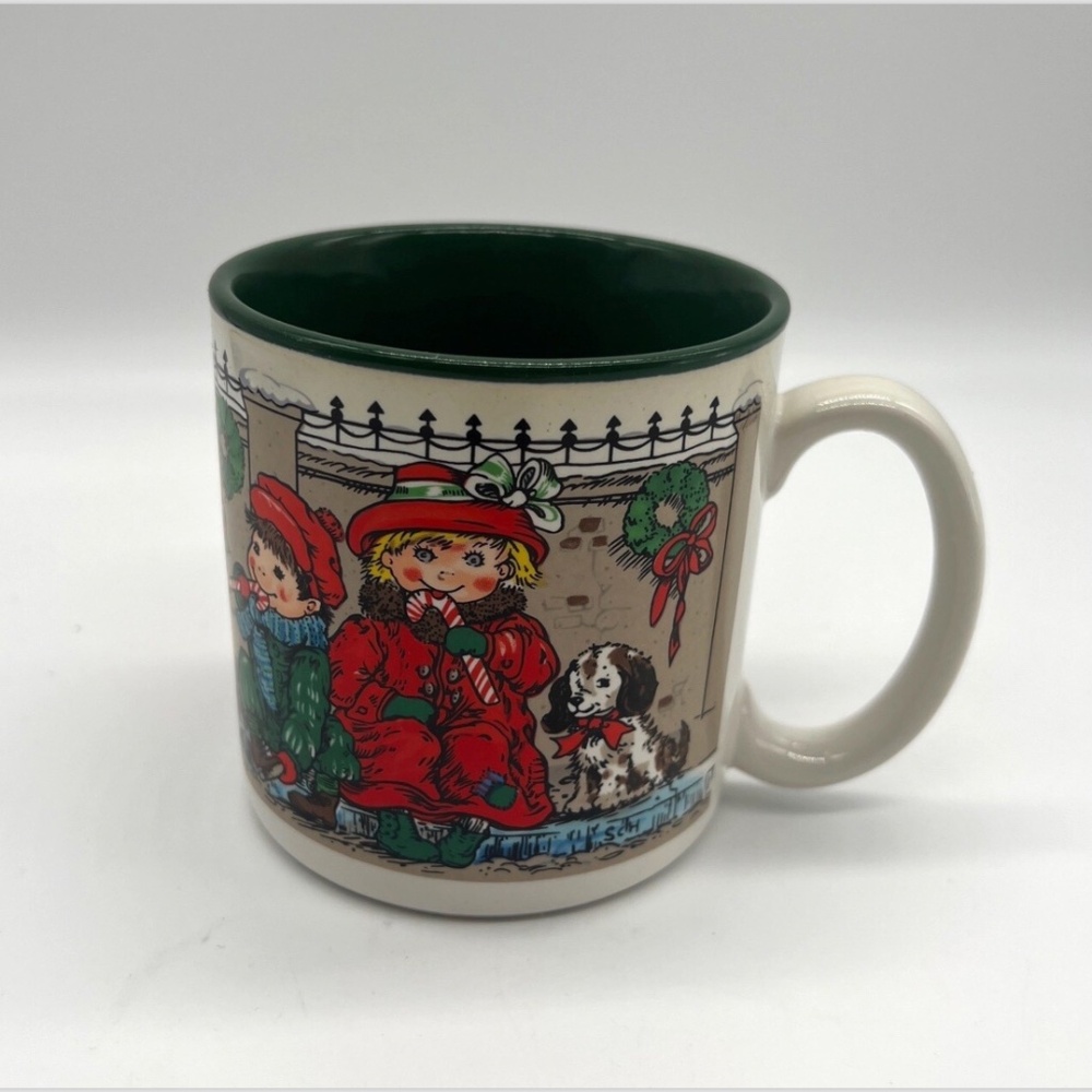 Potpourri Press Vtg Christmas Coffee Mug Children & Candy Canes 1990 Holiday
